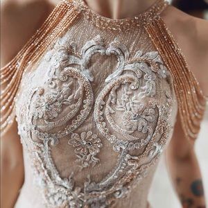 Glitter Corset A-line Gown with tassel - Rose Gold